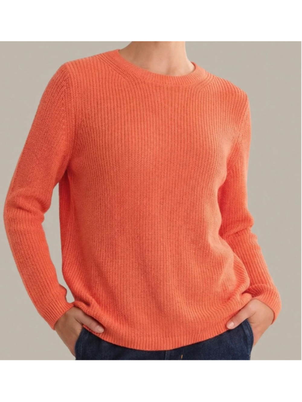 Women's 525 Emma Crewneck Shaker stitch Cotton Sweater Orange Size XS